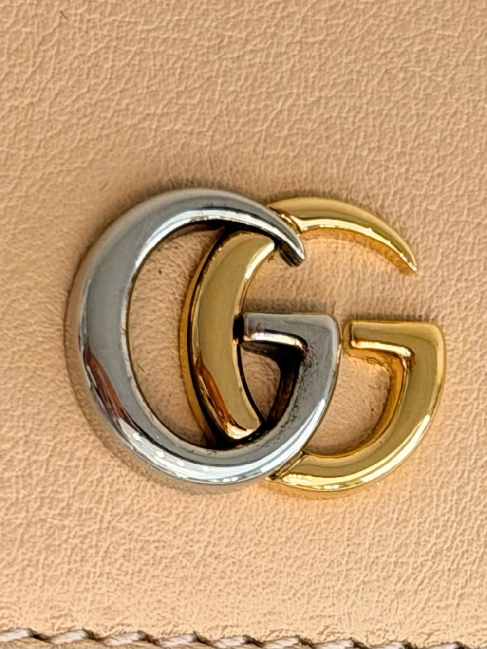 Gucci Beige and Brown GG Canvas Crossbody Bag with Bi-Metal GG Logo
